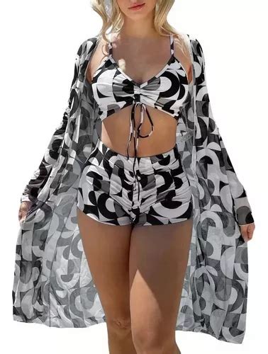 Juego De Traje De Baño Bikini Para Mujer Con Abrigo Piezas Meses sin interés