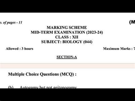 Cbse Class 12th Biology Mid Term Paper Solution 2023 24 Biology