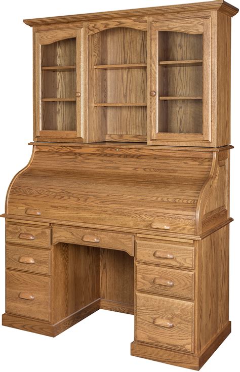 56 Inch Roll Top Desk And Hutch Amish Desk Amish Hutch