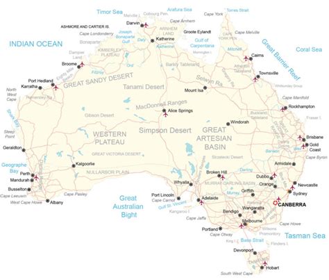 Australia Map Cities And Roads Facts Tourist Places