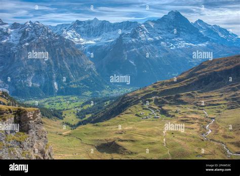 Panorama of the Alps over Grindelwald village in Switzerland Stock Photo - Alamy