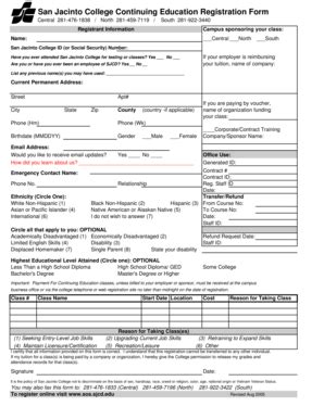 Fillable Online Sanjac CE Registration Form Rev Aug 2005 San Jacinto