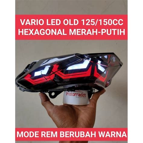 Jual Stoplamp Lazy Vario 125 150 LED OLD HEXAGONAL MERAH PUTIH