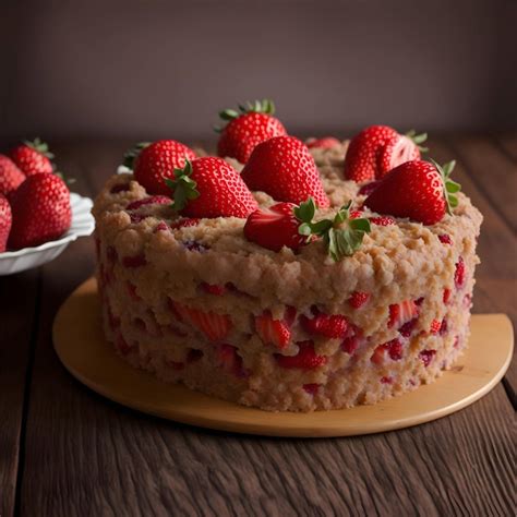 Premium Photo Strawberry Fruit Cake On Wooden Table