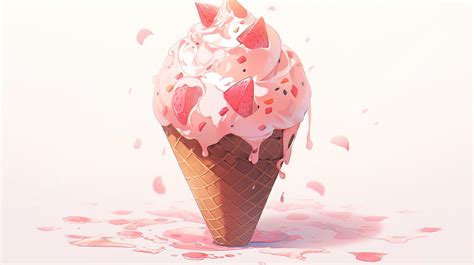 A Visually Stunning Pink Ice Cream Cone With An Abstract Candy Like