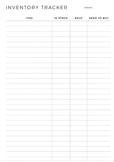 Inventory Tracker Printable Inventory Management Form Inventory Sheet