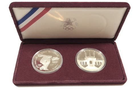 S Los Angeles Olympic Two Coin Proof Silver Dollar Set W Us