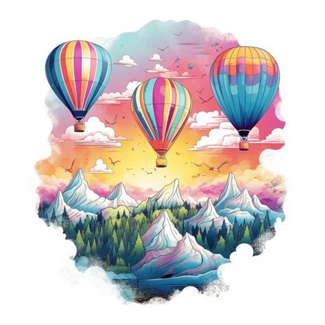 There Are Three Hot Air Balloons Flying Over A Mountain Range