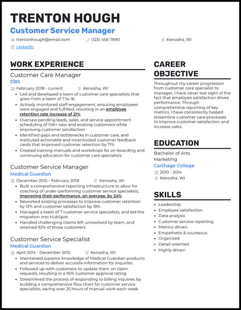 5 Customer Service Manager Resume Examples For 2025