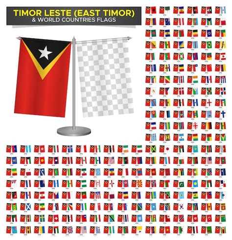 Premium Vector Flag Of Timor Leste Vs World Countries Set East Timor