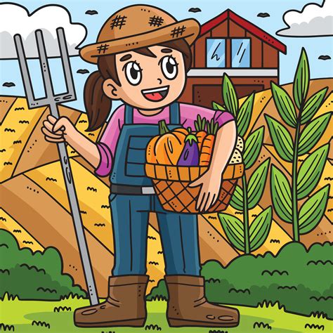 Labor Day Farmer With A Harvest Colored Cartoon 26758869 Vector Art At