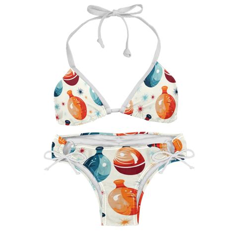 Bowling Swim Suit Women Bikini Set Detachable Sponge Adjustable Strap
