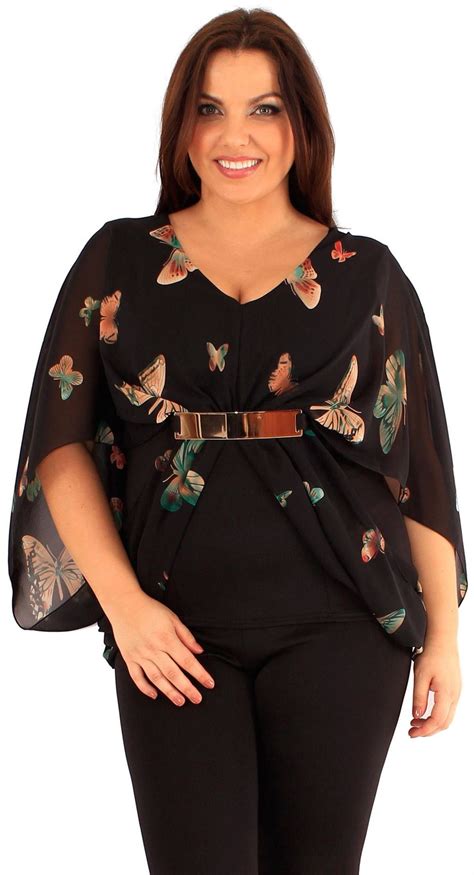 New Womens Plus Size Butterfly Plate Kimono Chiffon Sleeve Tops 14 20