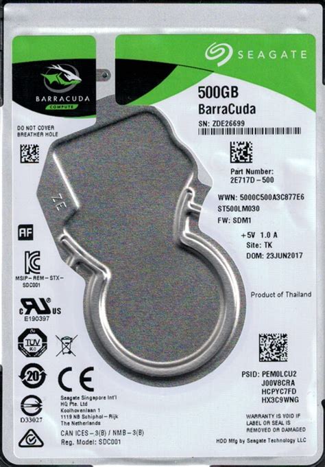 ST500LM030 P/N: 2E717D-500 F/W: SDM1 TK ZDE Seagate 500GB | eBay