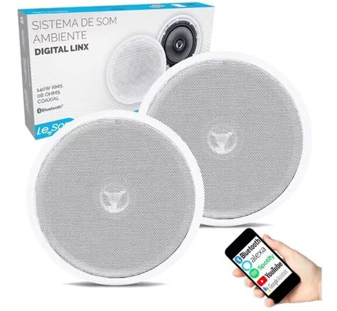 Kit Caixas De Embutir Sistema Som Ambiente Bluetooth Arandela Redonda