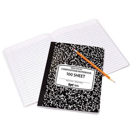 Epi Black Marble Composition Notebook 100 Sheet 24 Pack Wide Ruled