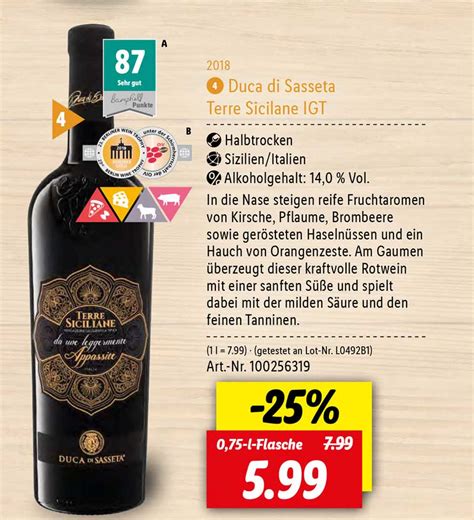 Duca Di Sasseta Terre Sicilane Igt Angebot Bei Lidl 1Prospekte De