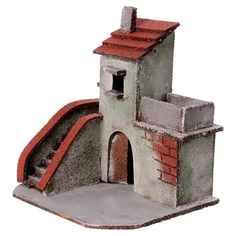 Casa Sughero Presepe Napoletano Terrazzo 15x15x10 Per Statue 4 Cm