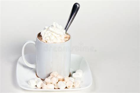 Cup Of Hot Chocolate With Whip Cream And Marshmallows Stock Image