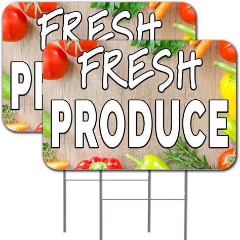 2 Pack Fresh Peaches Yard Sign 16 X 24 Double Sided