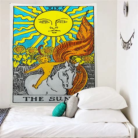 New Tarot Tapestry The Moon The Star Wall Hanging Polyester Fabric Tapestries Blanket Bedspread