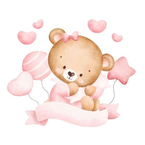 Premium Vector Cute Baby Teddy Bear And Balloons Baby Teddy Bear