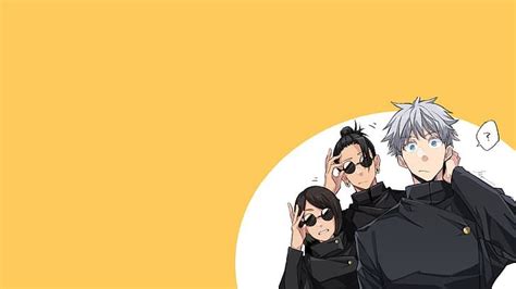 Jujutsu Kaisen, anime, sunglasses, white hair, blue eyes, orenji hnkn ...