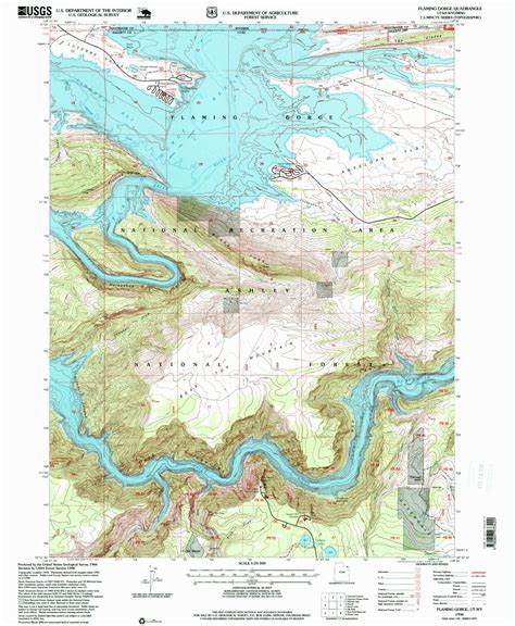 Classic Usgs Flaming Gorge Utah 7 5 X7 5 Topo Map Mytopo Map Store