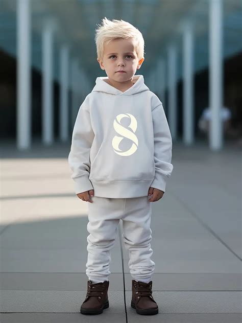 Creative Print Hooded Outfit Boys Hoodie Comfy Pants Set Temu Ireland