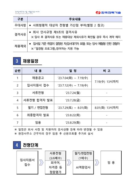 한국전력기술 채용공고 2023년도 체험형 청년인턴 채용공고 2023년 채용