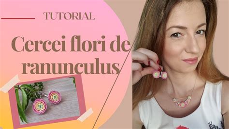 Cercei Handmade Din Past Polimeric Flori De Ranunculus Cum S