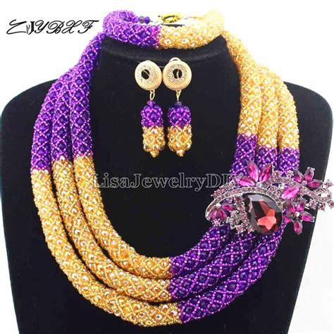 Conjunto De Joias Estilo Africano Roxo Champanhe Joias Para Casamento