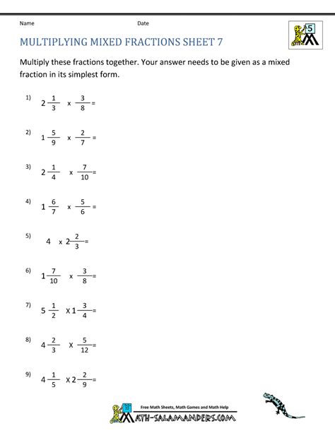 Multiplying Mixed Fractions Worksheets Library