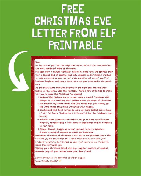 Christmas eve letter from elf printable template - A Sparkle of Genius