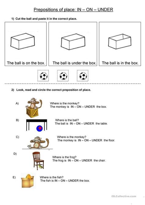 Prepositions Of Place IN ON UNDER English ESL Worksheets For Distance