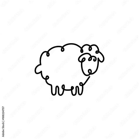 Continuous One Line Drawing Of Sheep Stock Vector Adobe Stock