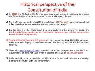 Constitution Of India Historical Perspective Of The Constitution Of