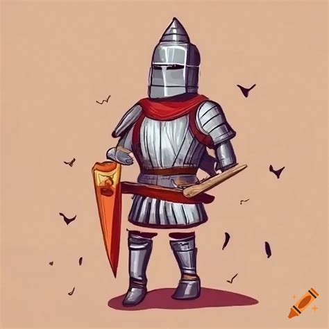 Cartoon knight with birds flying around on Craiyon