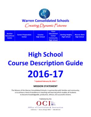 Fillable Online Wcs K Mi Course Description Guide Warren