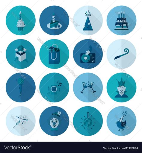 Happy Birthday Icons Set Royalty Free Vector Image