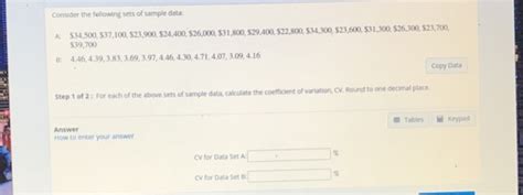 Solved Consider The Following Sets Of Sample Data A Chegg