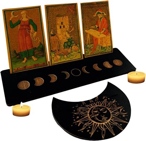 Pcs Wooden Tarot Card Stand Holder Moon Shape And Rectangle Card