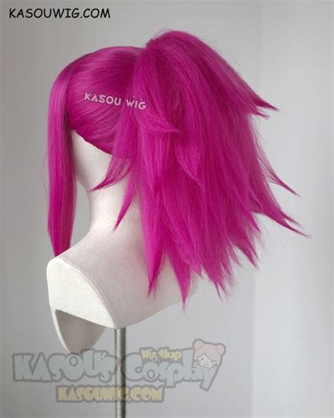 [ Kasou Wig ] League of Legends KDA Akali wine red &neon pink spiky ...