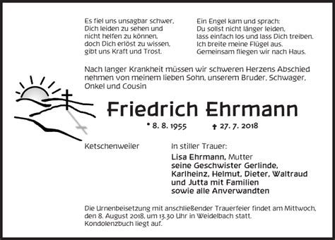 Traueranzeigen Von Friedrich Ehrmann Trauer Flz De