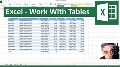 Excel Working With Tables Excel Tutorial Part 8 Youtube