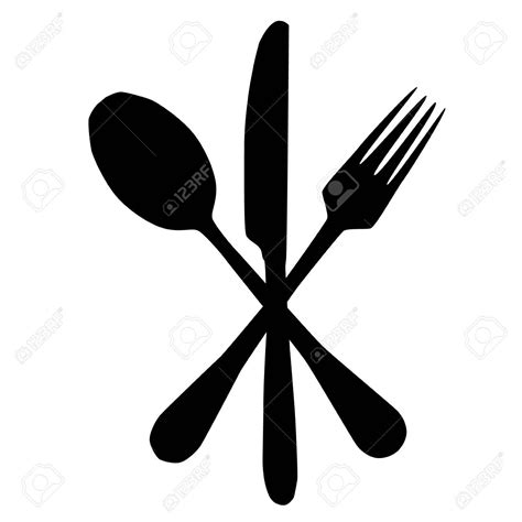 Fork And Knife And Spoon Cross Silhouette Set Vector Illustration