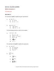 Mat Assignmetn Docx Mat College Algebra Written Assignment