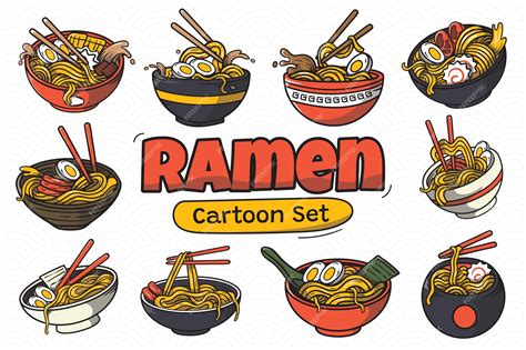 Premium Vector Ramen Cartoon Set
