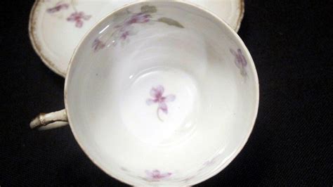 Antique Limoges Gda Ch Field Haviland Cup Saucer Violets Schleiger