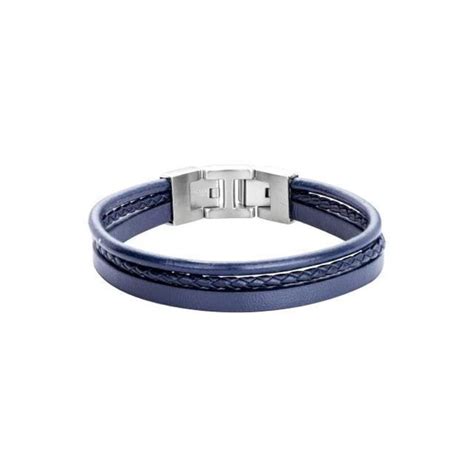 Achat Bracelet Phebus En Acier Et Cuir Bleu